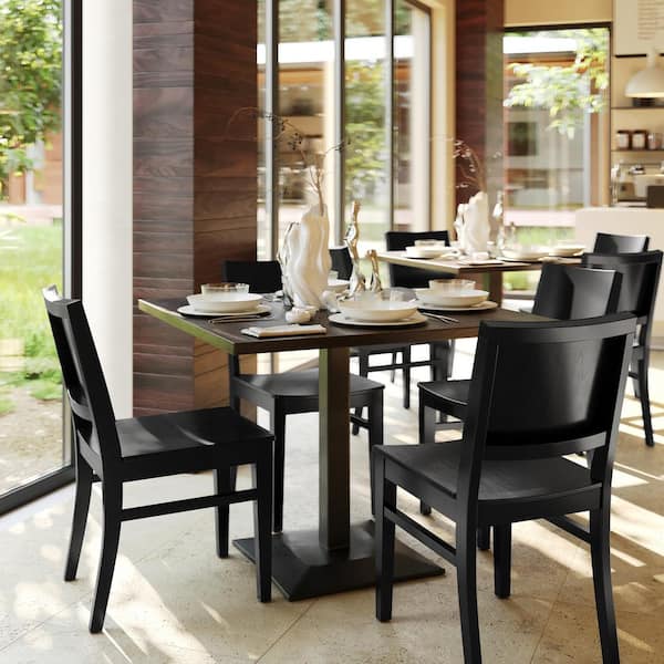 Naples Commercial Grade Solid Wood Dining Chair with Curved Backrest and Black Finish