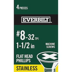 #8-32 x 1-1/2 in. Phillips Flat Head Stainless Steel Machine Screw (4-Pack)