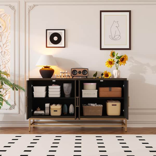 34 in. W x 15.5 in. D x 31.9 in. H in White MDF Assemble Upper Pantry Kitchen Cabinet with Wood Veneer Metal Leg Frame