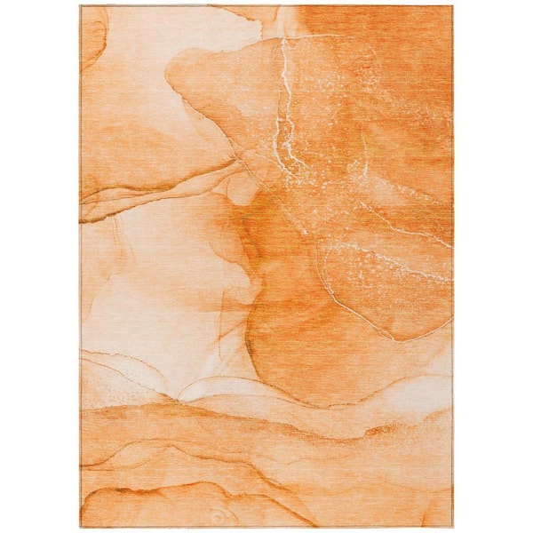 Orange 8 ft. x 10 ft. Abstract Indoor / Outdoor Area Rug