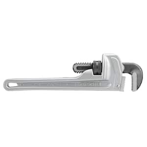 10 in. Aluminum Straight Pipe Wrench for Plumbing, Sturdy Plumbing Pipe Tool with Self Cleaning Threads and Hook Jaws