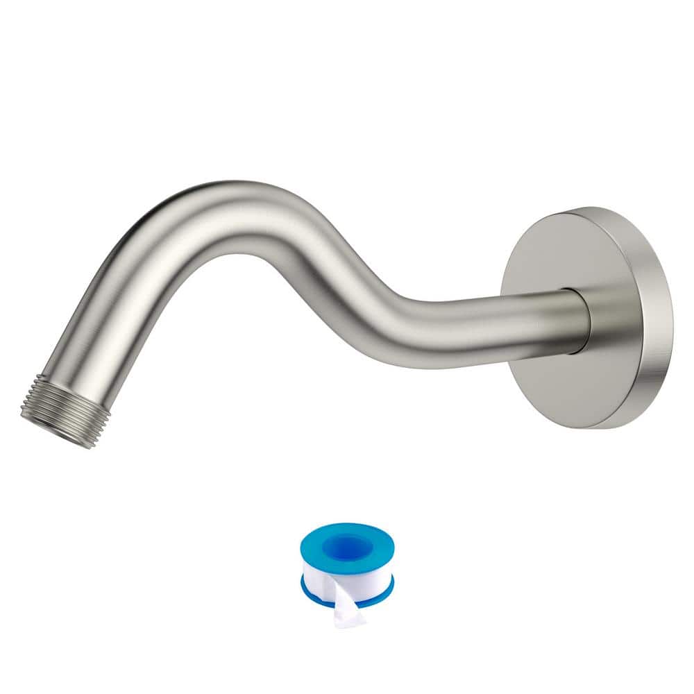 8-Inch Brushed Nickel Curved Wall-Mounted Shower Arm
