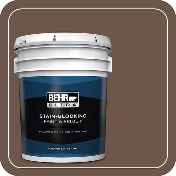 BEHR ULTRA 5 gal. #N170-6 Natural Bark Satin Enamel Exterior Paint & Primer