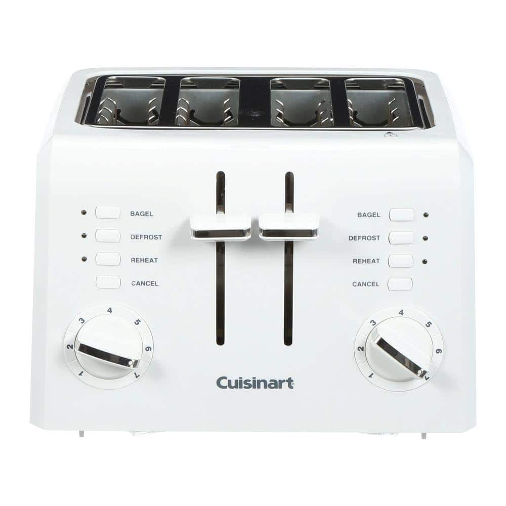 Cuisinart Compact 4Slice White Wide Slot Toaster with Crumb TrayCPT