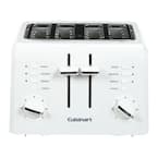 Compact 4-Slice White Wide Slot Toaster with Crumb Tray