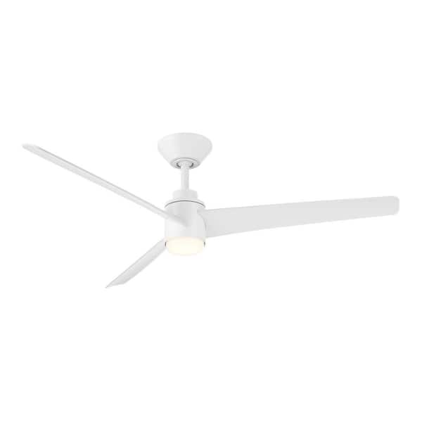 Novelle 52 in. Indoor/Outdoor Matte White 3-Blade Smart Ceiling Fan Selectable CCT Integrated LED and Remote