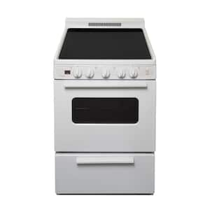 24 in. 2.97 cu. ft. Freestanding Smooth Top Electric Range in White