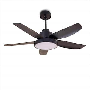 1-Light dimmable Integrated LED Black Ceiling Fan Chandelier for Bedrooms