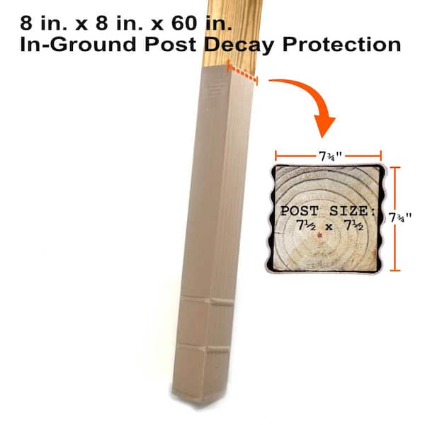 Post Protector 8 in. x 8 in. x 60 in. In-Ground Fence Post Decay ...