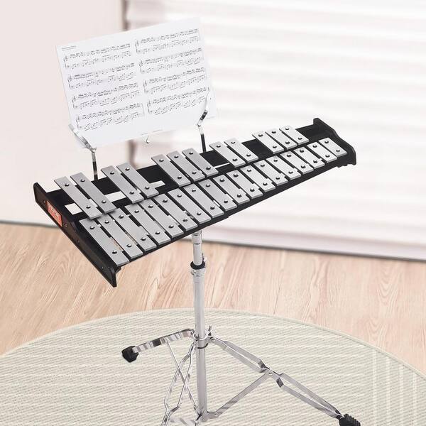 Adults 30 Note Professional Glockenspiel Xylophone Bell Kit with Stand Practice Pad Adjustable Stand & Carrying Bag