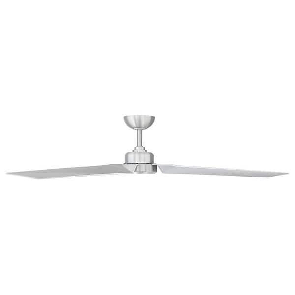Roboto 62 in. Smart Indoor/Outdoor Brushed Aluminum 3-Blade Standard Ceiling Fan Plus Remote