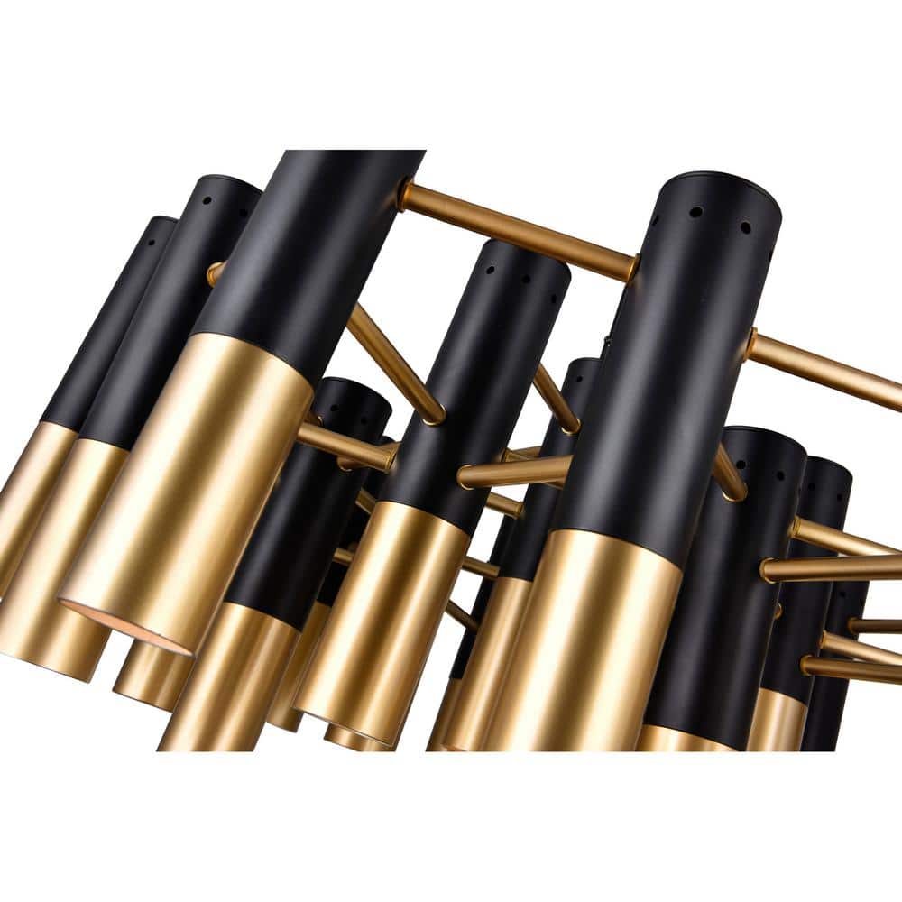 Elegant Anem 19-Light Matte Black and Satin Gold Crystal Chandelier