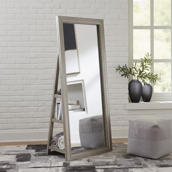 Evesen Gray 28 in. W x 66 in. H Rectangle Wood Full Length Mirror