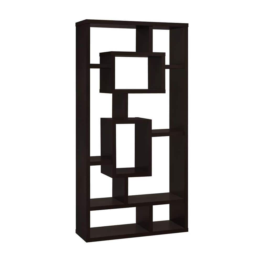 71 in. Tall Cappuccino Medium Density Fiberboard MDF, 10-Shelf Etagere Styl