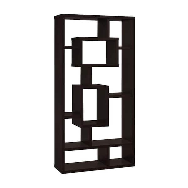 SIMPLE RELAX 71 in. Tall Cappuccino Medium Density Fiberboard MDF, 10-Shelf Etagere Style Bookcase
