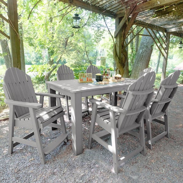 Highwood Hamilton Harbor Gray Counter Height Plastic Outdoor Dining Set in Harbor Gray Set of 6