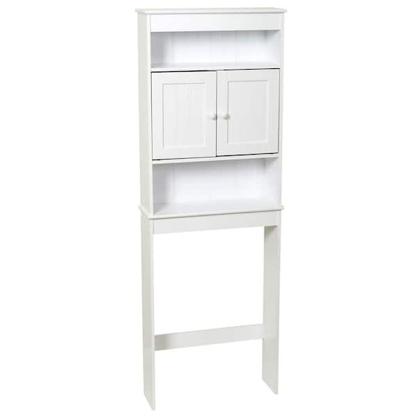 Zenna Home 23-1/4 in. W x 66-1/2 in. H x 7-1/2 in D 3-Shelf Over the Toilet Storage Cabinet in White