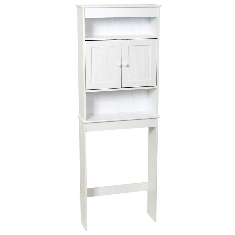 Zenna Home 23 1 4 In W X 66 1 2 In H X 7 1 2 In D 3 Shelf Over The Toilet Storage Cabinet In White E9119w The Home Depot