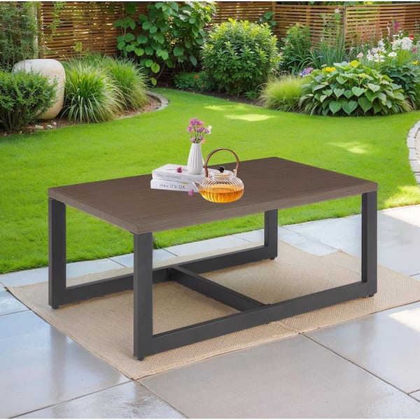 Brown metal outdoor table discount