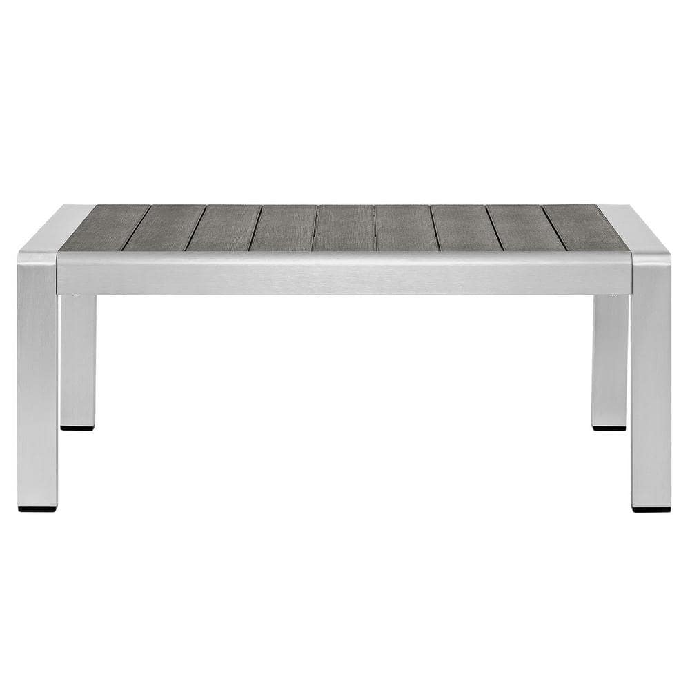 Shoreline Silver Gray Aluminum Outdoor Patio Coffee Table