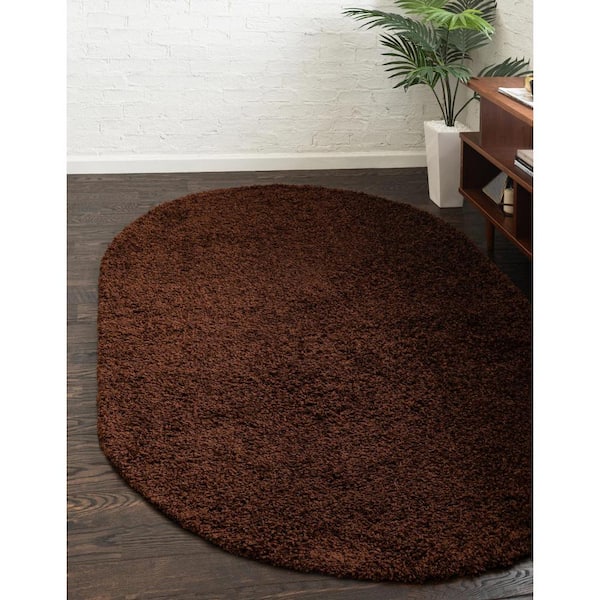 Solid Shag Chocolate Brown 3 ft. 3 in. x 5 ft. 3 in. Area Rug