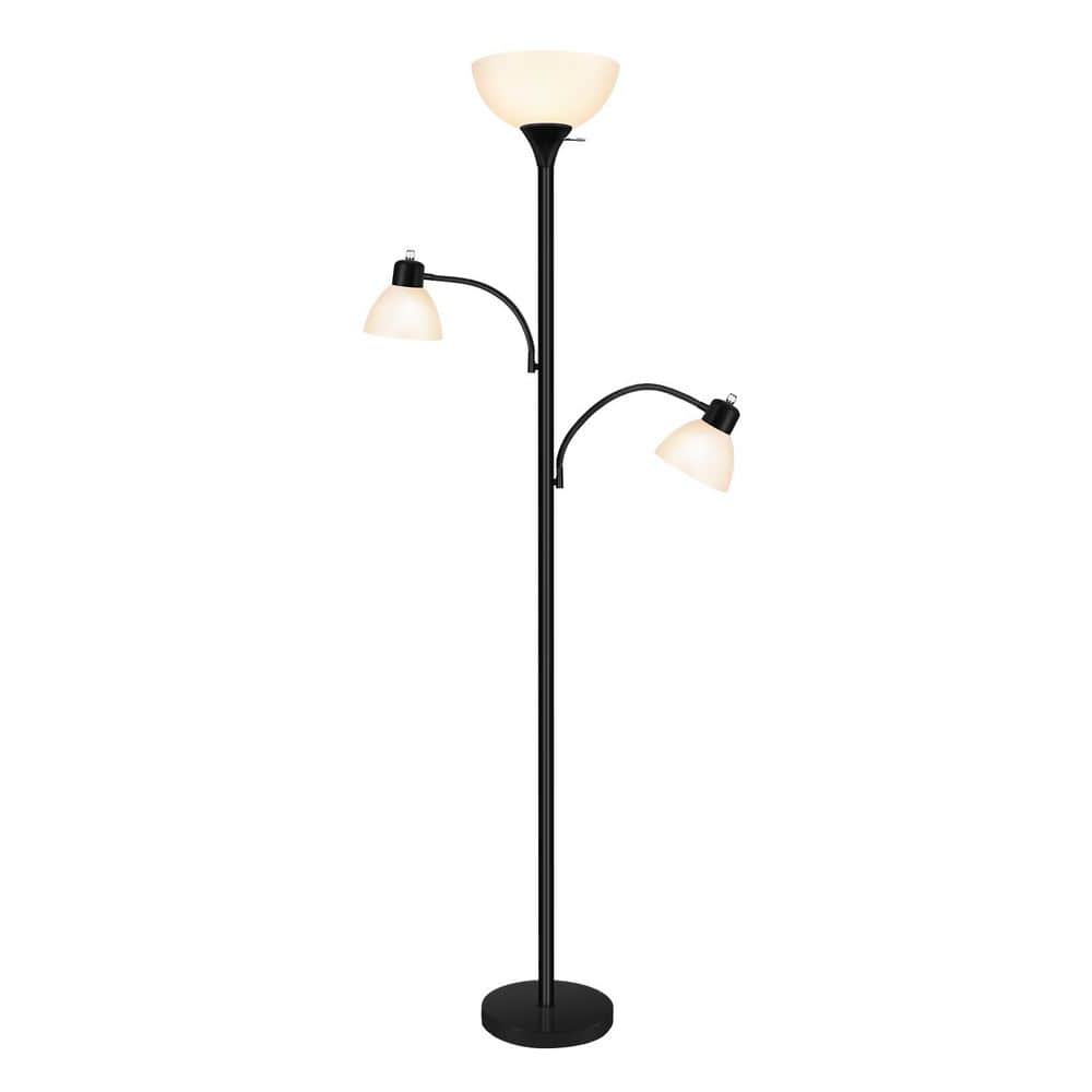 72 in. Black Torchiere Floor Lamp with 3 lampshades and Bulbs Included, for Living Room, Bedroom, Office price history on PriceWatchPro