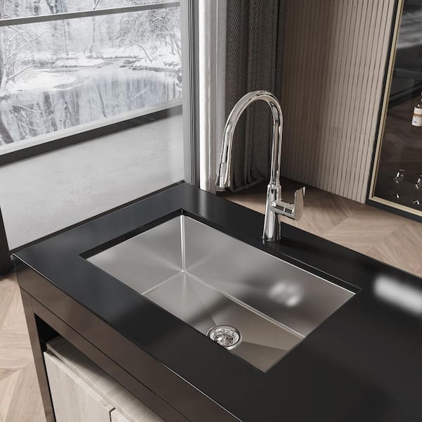 30 in. L Silver Undermount Single Bowl 20G 304 Stainless Steel Handmade Kitchen Sink
