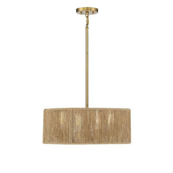 Savoy House Ashe 20 in. W x 8 in. H 4-Light Warm Brass Statement ...