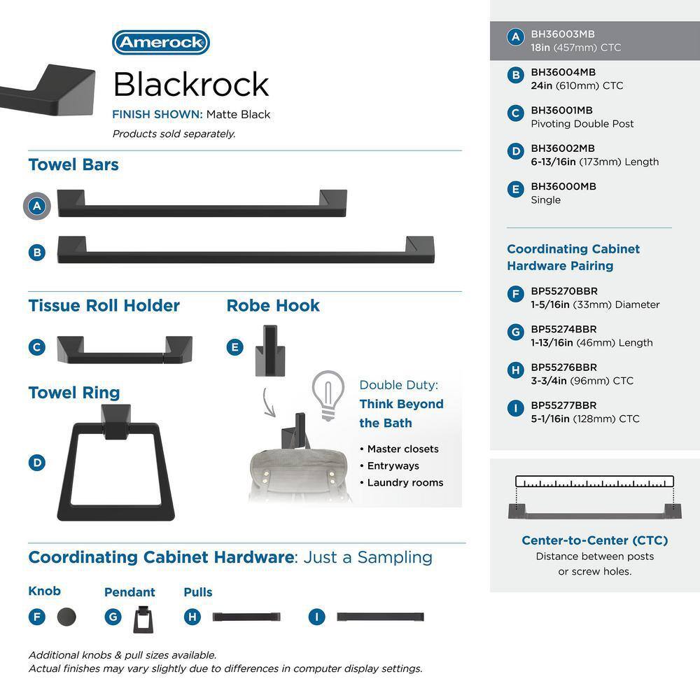 Matte Black 18-Inch Wall Mounted Towel Bar