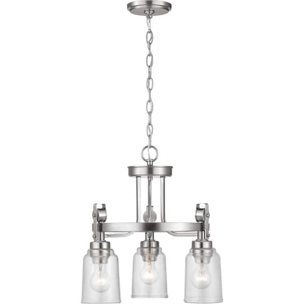 Knollwood 3-Light Brushed Nickel Chandelier with Clear Glass Shades