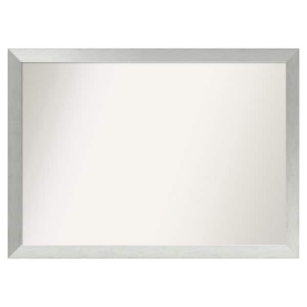 Amanti Art Brushed Sterling Silver 50 in. x 36 in. Custom Non-Beveled Wood Framed Bathroom Vanity Wall Mirror