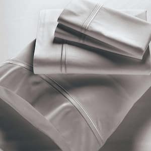 Sateen Cotton Dove Gray Standard Pillowcases (Set of 2)