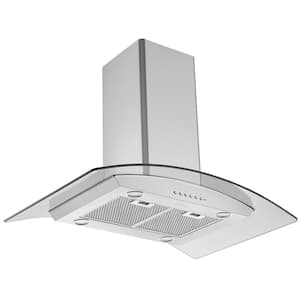 36 in. 450 CFM Convertible Island Glass Canopy Range Hood in Stainless Steel with Night Light