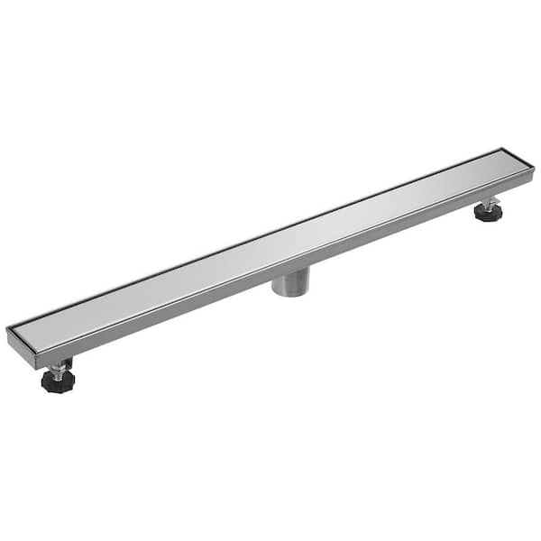 BWE 32 in. Stainless Steel Linear Shower Drain with Slot Pattern Drain Cover in Brushed Nickel