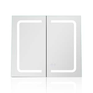 27.5 in. W x 31.5 in. H Surface Mount Rectangular Anti-fog LED Medicine Cabinet with Mirror, Adjustable Shelves