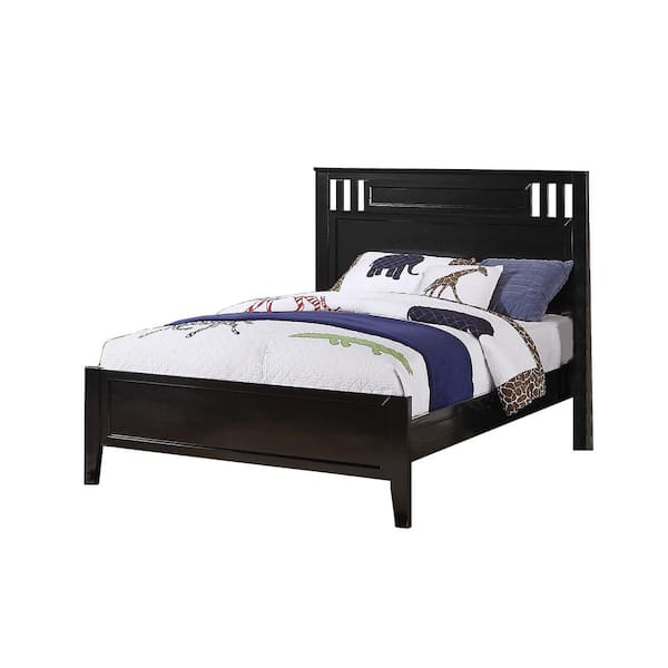 SIMPLE RELAX Black Solid Wood Full Size Platform Bed