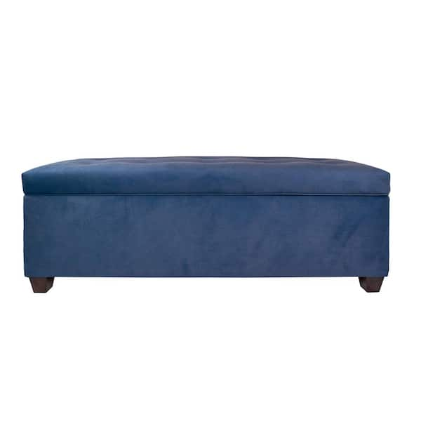 MJL Furniture Designs Sean Obsession Navy 10-Button Tufted Upholstered Large Storage Bench