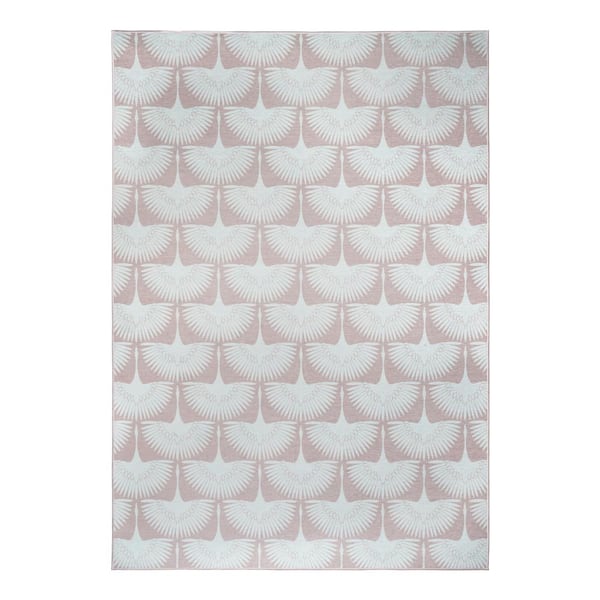 Flock Petal Pink/Off White Washable Rug 5 ft. x 7 ft. Area Rug