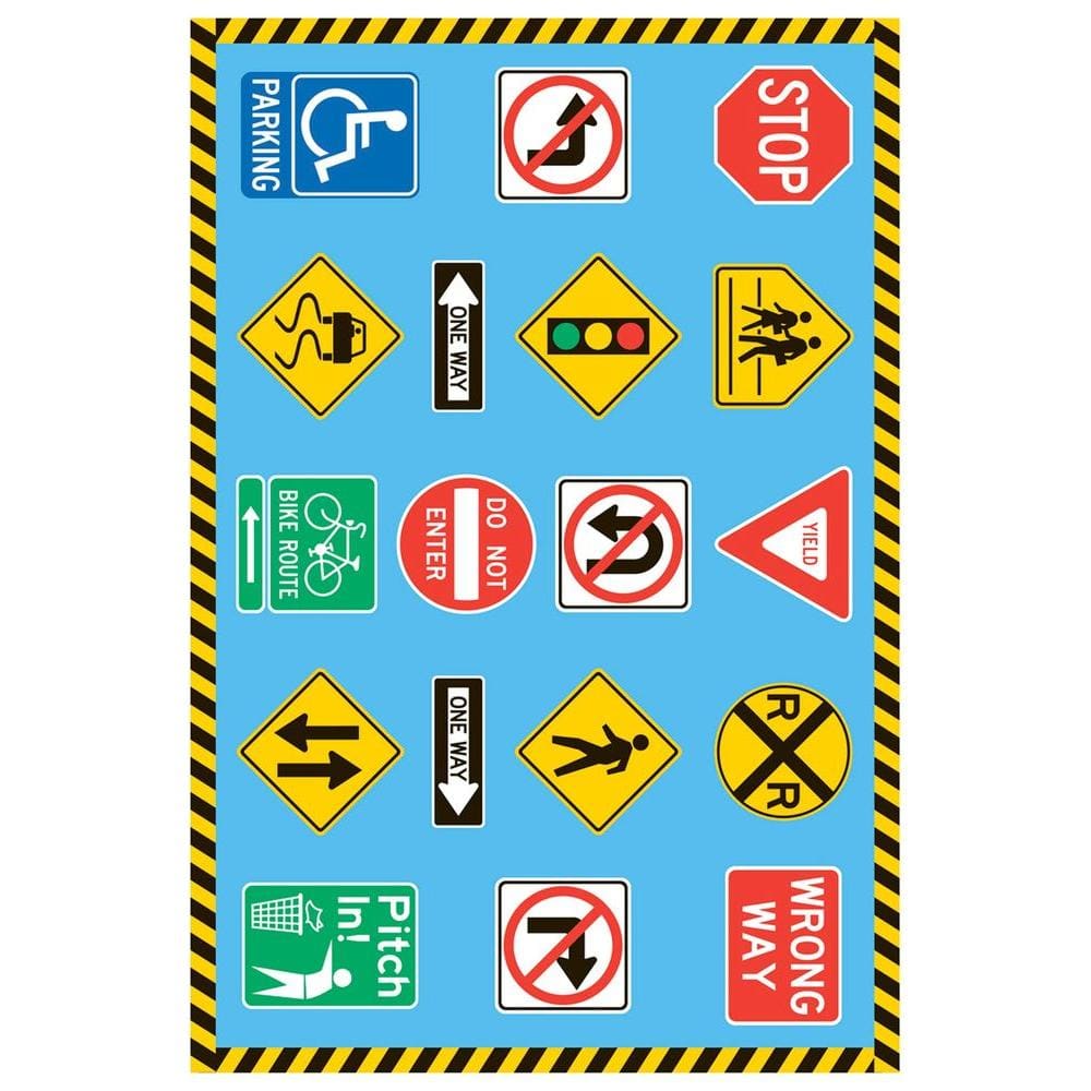 La Rug Fun Time Traffic Signs Multi Colored 3 Ft X 5 Ft Area Rug Ft 130 3958 The Home Depot