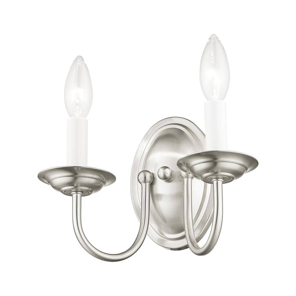 Elegant Traditional Brushed Nickel 2-Light Wall Sconce
