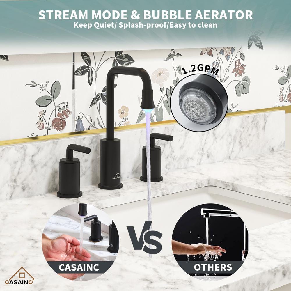 Matte Black Stainless Steel LED Bathroom Faucet with Temperature Display