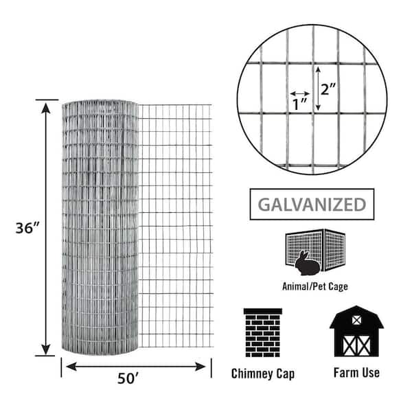 IRONRIDGE 36 in. H x 50 ft. L Welded Wire Fence with 1 in. x 2 in