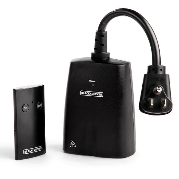 Outdoor Wireless Outlet with Remote 2 Grounded Outlets Remote Light Switches