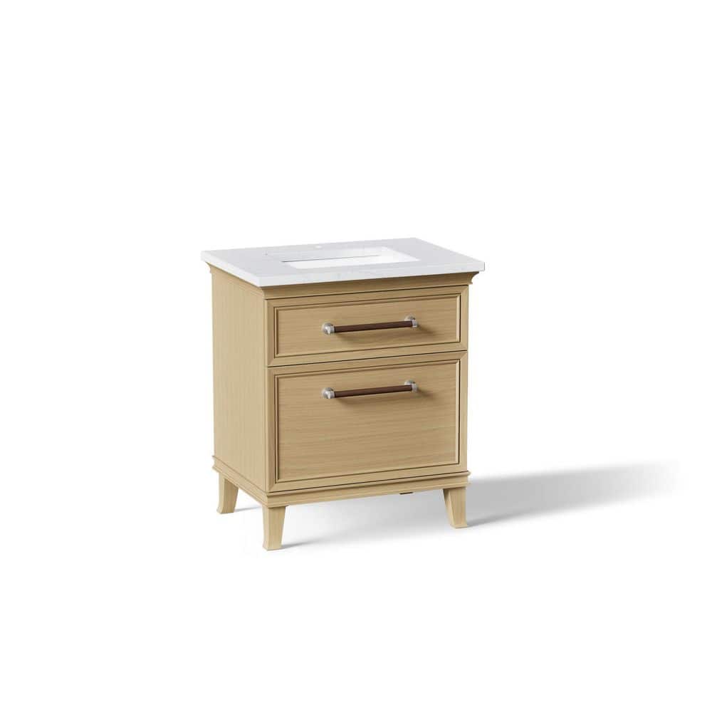 Artifacts 30 in. Freestanding Light Oak Bath Vanity with White Eternal Statuario Quartz Top and Nickel Hardware price history on PriceWatchPro