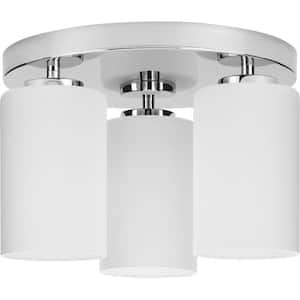 Cofield Collection 12 in. 3-Light Polished Chrome Transitional Flush Mount with Etched Glass Shades