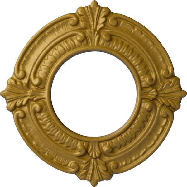 Ekena Millwork 5/8 in. x 9 in. x 9 in. Polyurethane Benson Ceiling Medallion, Pharaohs Gold