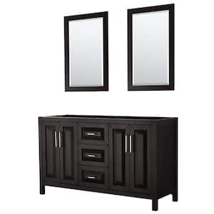 Daria 59 in. Double Bathroom Vanity Cabinet Only with 24 in. Mirrors in Dark Espresso