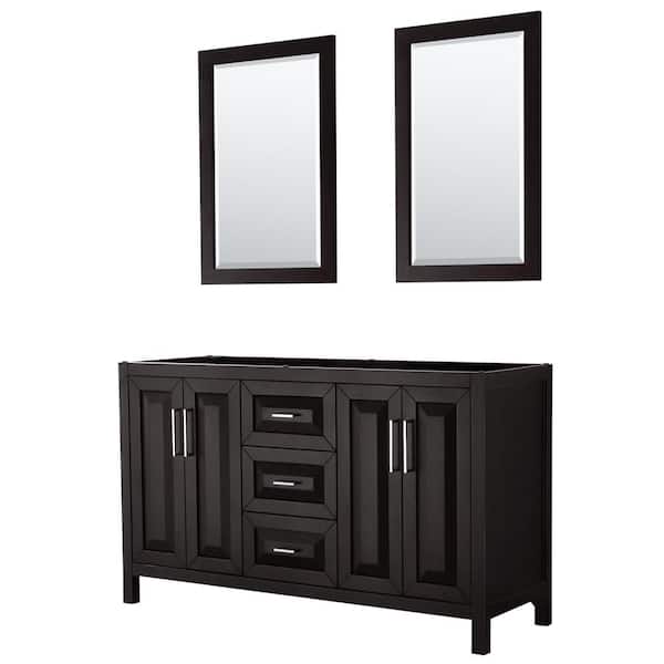 Wyndham Collection Daria 59 in. Double Bathroom Vanity Cabinet Only with 24 in. Mirrors in Dark Espresso