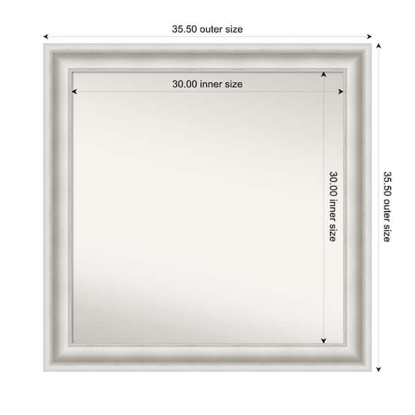 Amanti Art Parlor White 35.5 in. W x 35.5 in. H Custom Non-Beveled Recycled Polystyrene Framed Bathroom Vanity Wall Mirror