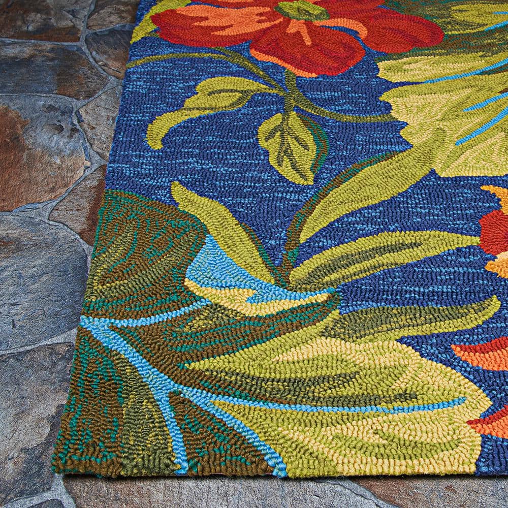 Artisan Red Floral Synthetic 8' x 11' Easy-Care Area Rug